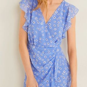 Blue flower chiffon dress